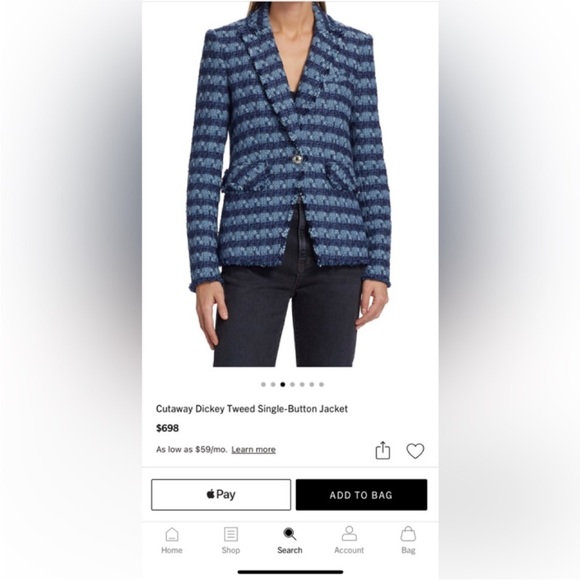 $698 Veronica Beard Cutaway Dickey Jacket Blazer blue luxe fringe trim tweed 8 - Picture 14 of 16